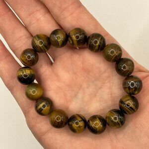Genuine Tiger Eye Bracelet Stretch Bracelet 12mm Beads Handmade Brand NEW